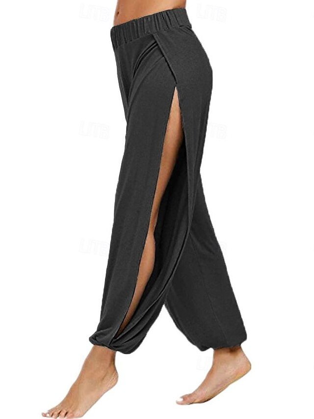 Active Baggy Solid High Waist Full Length Harem Pants - Image 1