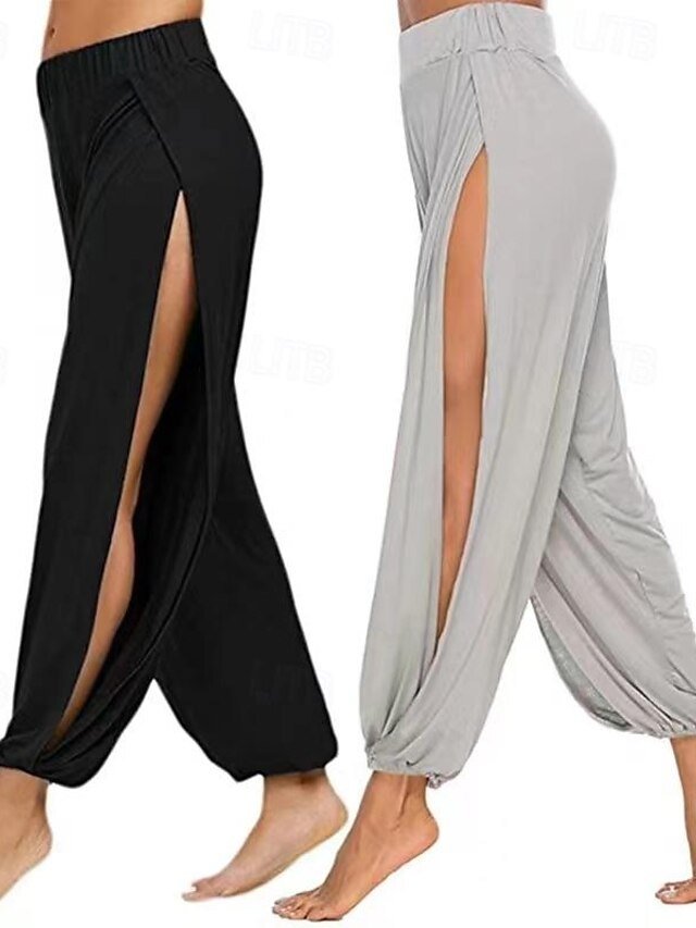 Active Baggy Solid High Waist Full Length Harem Pants - Image 2
