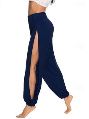 Active Baggy Solid High Waist Full Length Harem Pants - Image 4