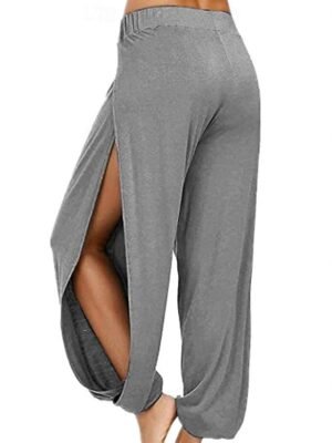 Active Baggy Solid High Waist Full Length Harem Pants - Image 6