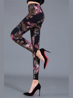 Active High Waist Floral Dot Ankle-Length Leggings - Image 1