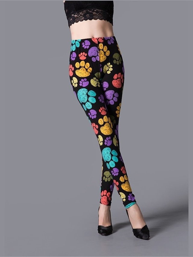 Active High Waist Floral Dot Ankle-Length Leggings - Image 2