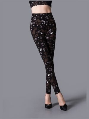 Active High Waist Floral Dot Ankle-Length Leggings - Image 3