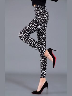Active High Waist Floral Dot Ankle-Length Leggings - Image 7
