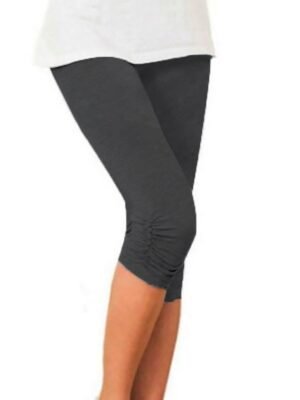 Active High Waist Plain Capri Skinny Yoga Leggings - Image 12