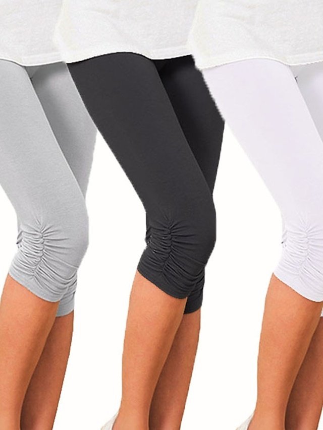 Active High Waist Plain Capri Skinny Yoga Leggings - Image 2