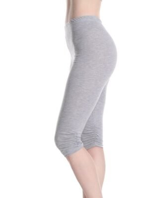 Active High Waist Plain Capri Skinny Yoga Leggings - Image 26