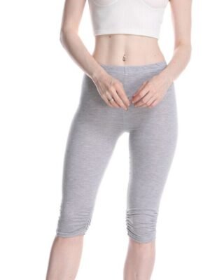 Active High Waist Plain Capri Skinny Yoga Leggings - Image 27