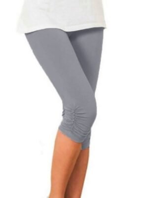 Active High Waist Plain Capri Skinny Yoga Leggings - Image 32