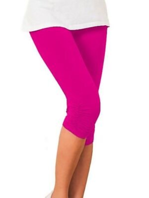 Active High Waist Plain Capri Skinny Yoga Leggings - Image 7