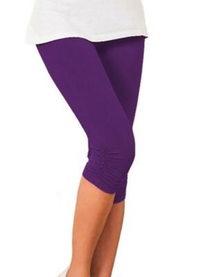 Active High Waist Plain Capri Skinny Yoga Leggings - Image 8