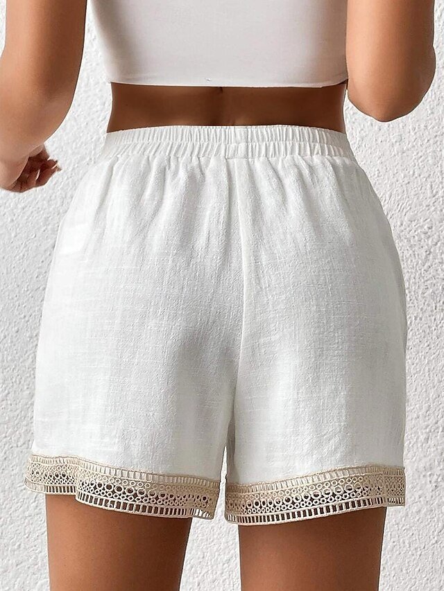 Active High Waist Plain White Shorts - Image 2