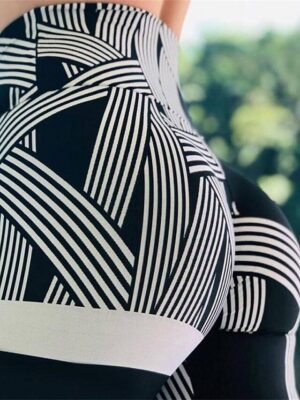 Active High Waist Stripe Ankle-Length Leggings - Image 6