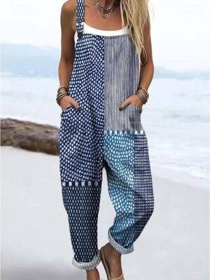 Active Loose Fit Graphic Sleeveless Drawstring Overall - Image 2