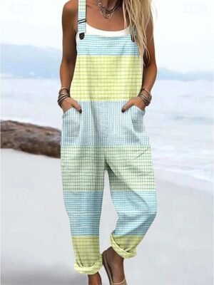 Active Loose Geometric Sleeveless Romper - Image 2