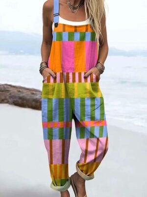 Active Loose Geometric Sleeveless Romper - Image 8