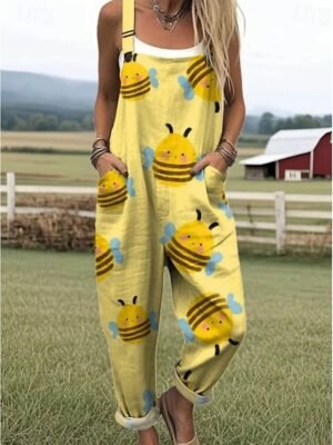 Active Loose Graphic Sleeveless Harem Jumpsuit - Image 3