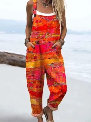 Active Loose Graphic Sleeveless Harem Jumpsuit - Image 7
