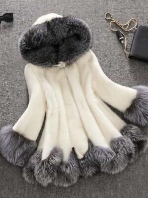 Active Regular Fit Colour Block Hoodie Long Faux Fur Sherpa Coat - Image 1