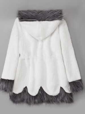 Active Regular Fit Colour Block Hoodie Long Faux Fur Sherpa Coat - Image 5
