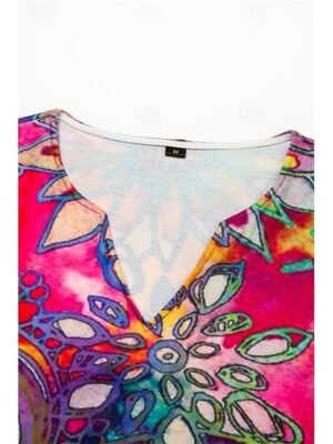 Active Regular Fit Floral Paisley V Neck Half Sleeve Mini Dress - Image 4