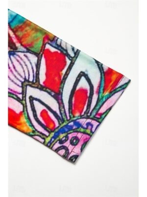 Active Regular Fit Floral Paisley V Neck Half Sleeve Mini Dress - Image 5