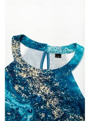 Active Regular Fit Ombre Marble Halter Sleeveless Mini Dress - Image 7