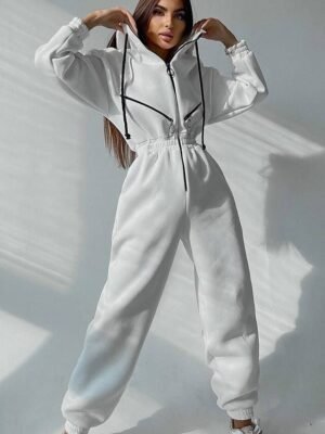 Active Regular Fit Solid Hooded Long Sleeve Tracksuit Set - Image 13