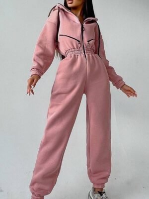 Active Regular Fit Solid Hooded Long Sleeve Tracksuit Set - Image 16