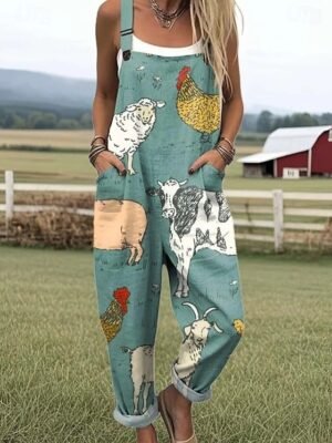 Active Regular Floral Round Neck Sleeveless Long Overall - Image 12