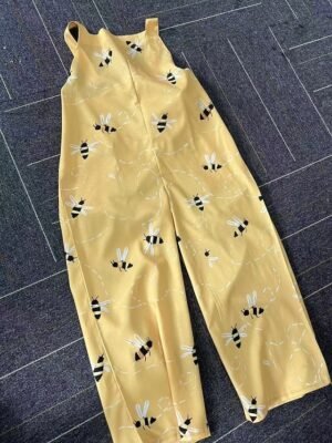 Active Regular Floral Round Neck Sleeveless Long Overall - Image 3
