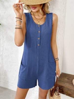 Active Regular Graphic Round Neck Sleeveless Romper - Image 8