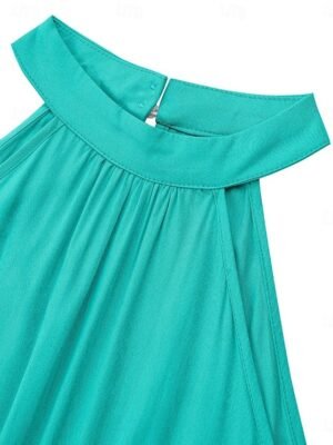 Active Regular Solid Halter Neck Sleeveless High Waist Jumpsuit - Image 13