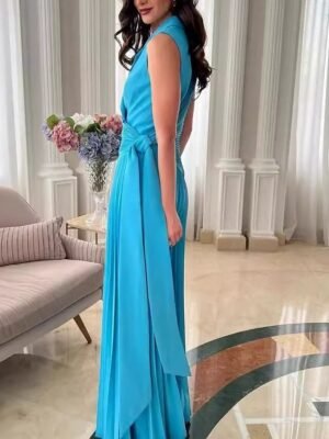 Active Regular Solid Shirt Collar Sleeveless Jumpsuit - Image 2