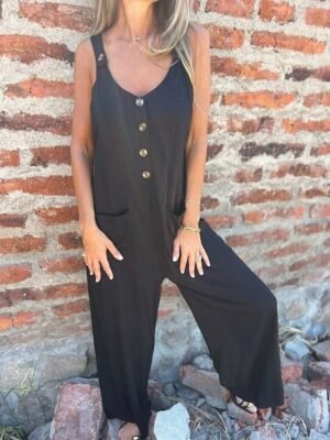 Active Regular Solid U Neck Sleeveless Jumpsuit - Image 13