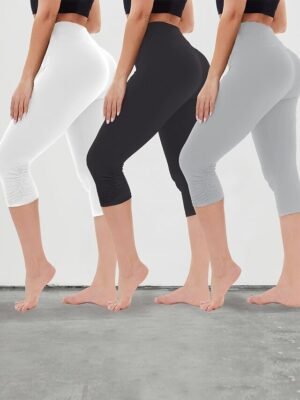 Active Skinny Colour Block High Waist Capri Leggings - Image 3