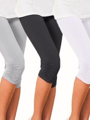 Active Skinny Plain High Waist Capri Leggings - Image 2