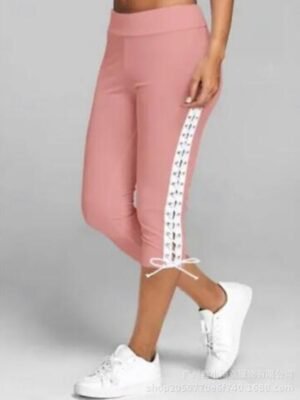Active Slim Fit Plain High Waist Knee Length Capri Pants - Image 5