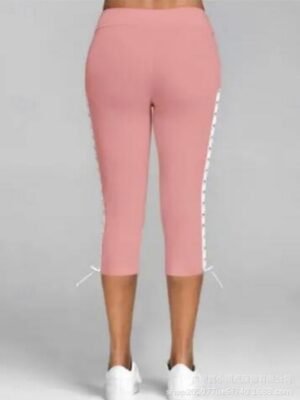 Active Slim Fit Plain High Waist Knee Length Capri Pants - Image 6