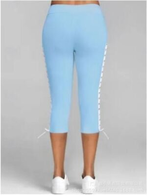 Active Slim Fit Plain High Waist Knee Length Capri Pants - Image 8
