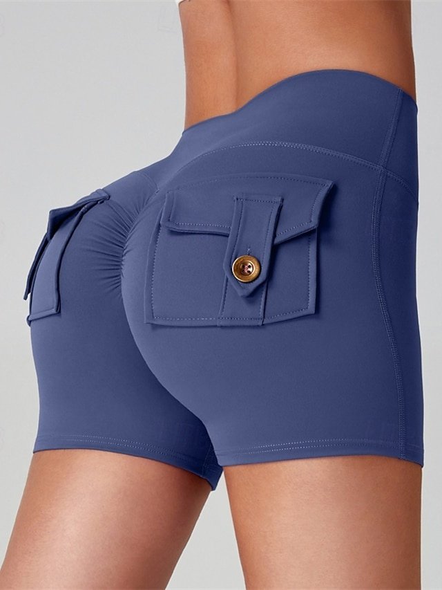 Active Slim Plain Mid Waist Pocket Shorts - Image 2