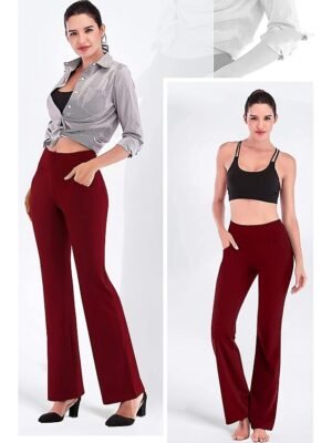 Active Wide Leg High Waist Plain Yoga Pants - Image 12