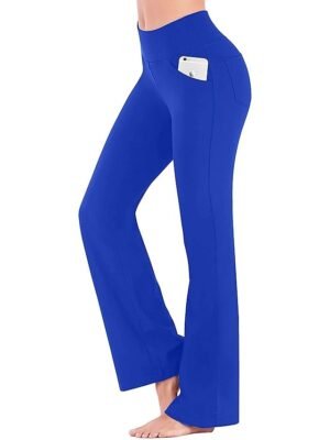 Active Wide Leg High Waist Plain Yoga Pants - Image 16