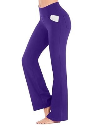 Active Wide Leg High Waist Plain Yoga Pants - Image 19