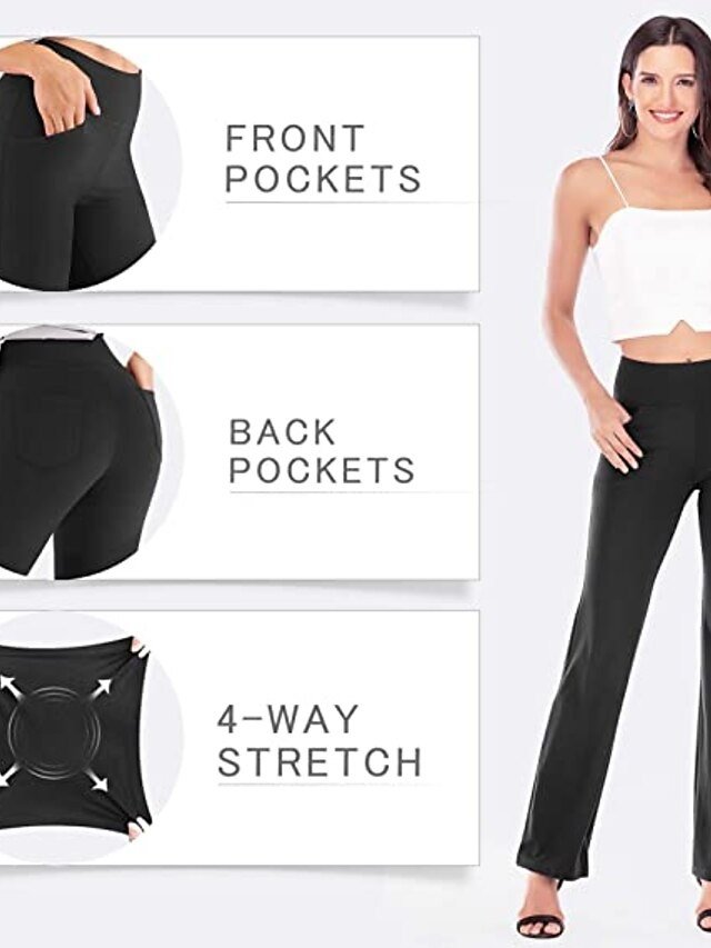 Active Wide Leg High Waist Plain Yoga Pants - Image 2