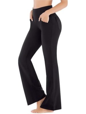 Active Wide Leg High Waist Plain Yoga Pants - Image 20
