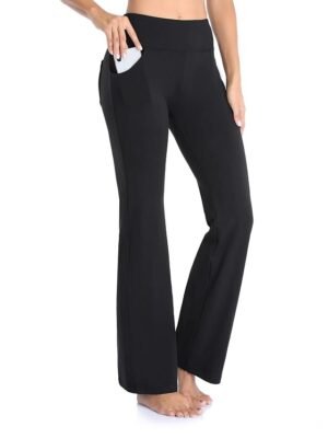 Active Wide Leg High Waist Plain Yoga Pants - Image 22