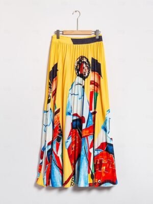 Artistic High Waist Print Beach Skirt - Image 1