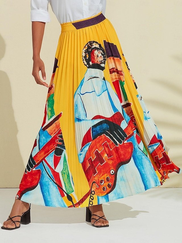 Artistic High Waist Print Beach Skirt - Image 2