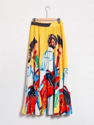 Artistic High Waist Print Beach Skirt - Image 8